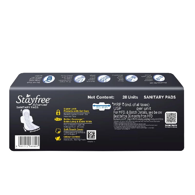 Stayfree Advanced XXL Night Ultra Comfort Sanitary Pads, 28 Pads-2.webp